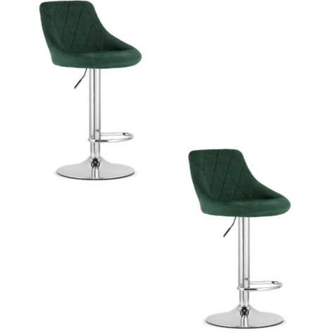 Taburetes giratorios Valora DAKA de terciopelo verde con base cromada x2