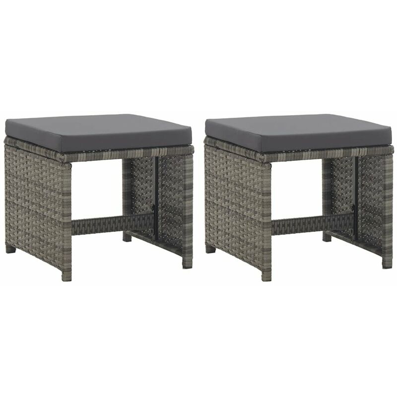 

Taburetes jardin 2 uds y cojines ratan sintetico gris antracita