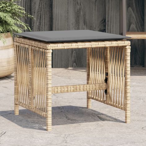 Taburetes jardín cojines 4 uds ratán PE beige mezcla 41x41x36cm vidaXL
