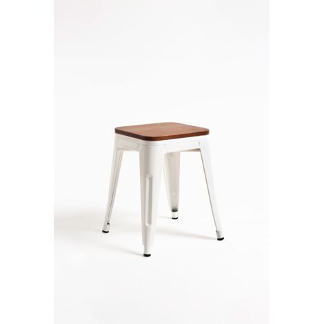 Taburetes Pequeños - Taburete Torix Pequeño Madera Natural - Blanco