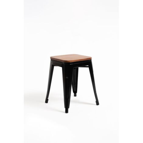 Taburetes Pequeños - Taburete Torix Pequeño Madera Natural - Negro