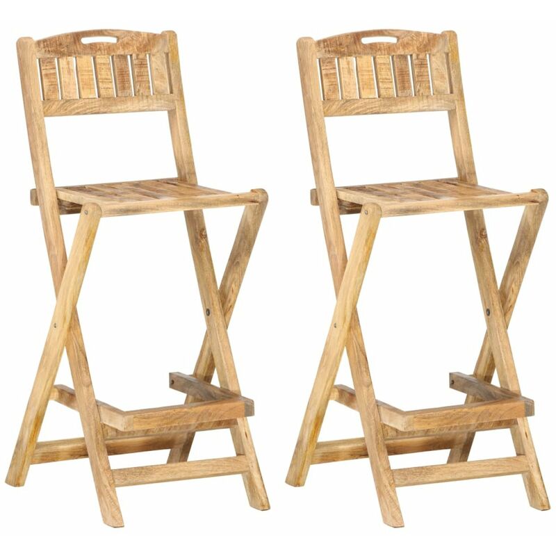 

Taburetes plegables de jardin 2 unidades madera maciza de mango