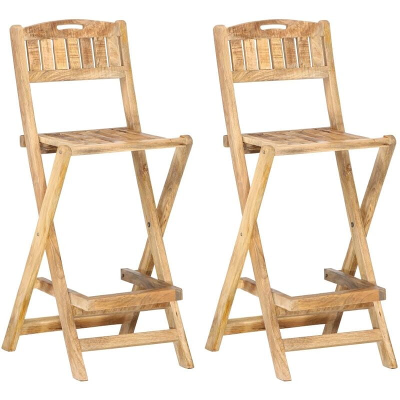 

vidaXL Taburetes plegables de jardín 2 unidades madera maciza de mango - Marrón