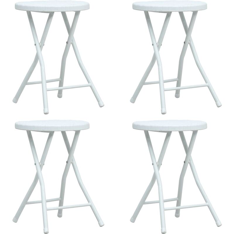 

vidaXL Taburetes Plegables de Jardín 4 Unidades HDPE Aspecto Ratán Blanco - Blanco