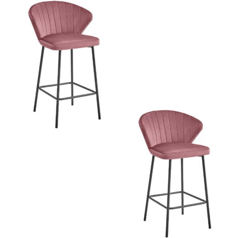 Taburetes Valora GATTA de Terciopelo Rosa Oscuro con Patas Negras x2