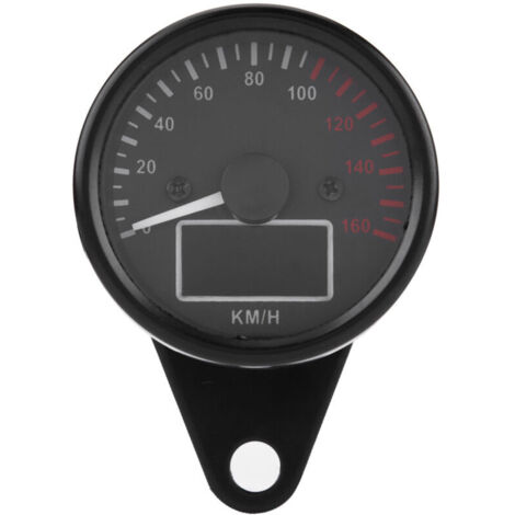 Tachimetro digitale universale a LED LCD per moto, 0-160 km/h, nero retrò, impermeabile con lente trasparente.