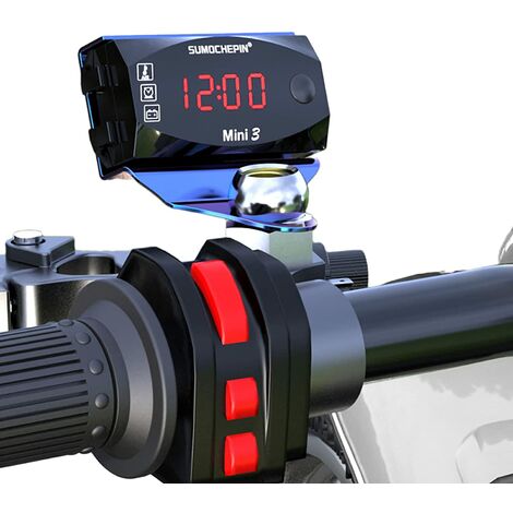 Tachimetro moto universale, orologio elettronico moto orologio digitale termometro voltmetro con display digitale a grande schermo universale per tutti i motocicli 12V