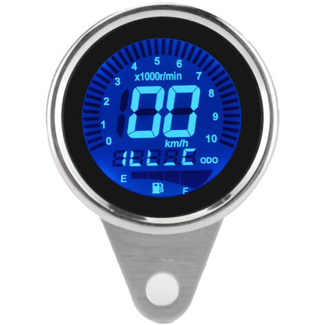 Tachimetro multifunzione per moto, contagiri, contachilometri, indicatore livello carburante, tachimetro 4 in 1, universale, impermeabile, LCD a 7 colori, DC12V 0-199KMH (argento).