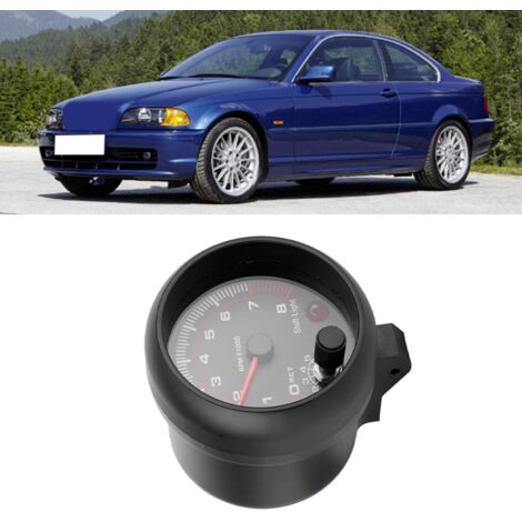 Tachomètre Sport Noir 3.75" 0‑8000 RPM 12V Universel pour Voiture de Course
