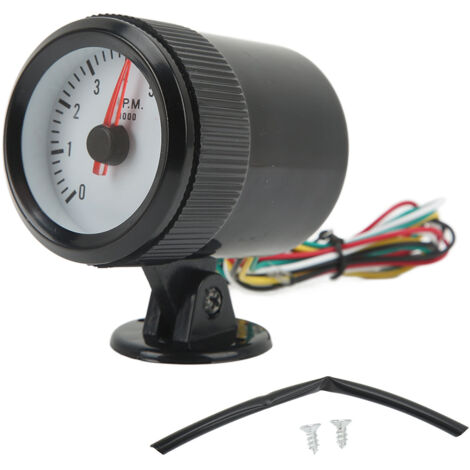 Tachymètre de 52 Mm avec Rétroéclairage E LED pour Voiture à, Tachymètre 0-8000 Tr/min pour 4 6 8 Cylindres, Tachymètre à Affichage Pointeur.