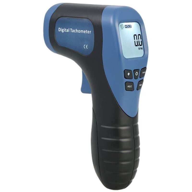 Tachymètre laser numérique portable Compteur de régime sans contact Jauge de vitesse du moteur Plage de mesure du pistolet : 2,5-99999 tr/min avec 10