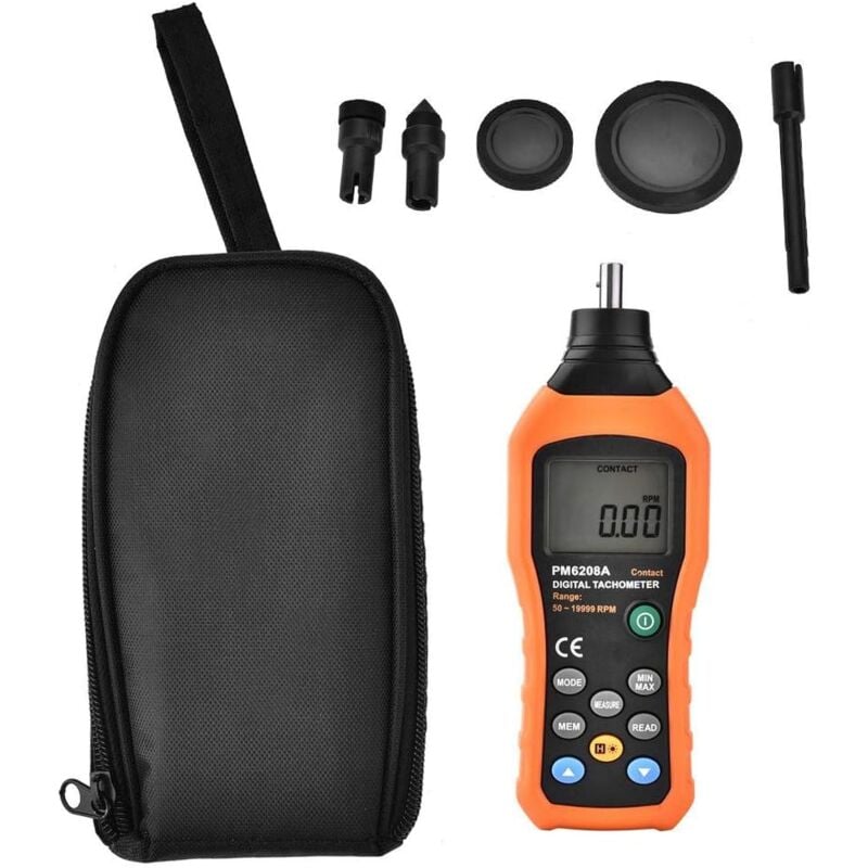Tachymètre numérique, PM6208A Type de contact Tachymètre numérique Moteur Moteur lcd Rétro-éclairage Affichage Précision Jauge de vitesse Testeur