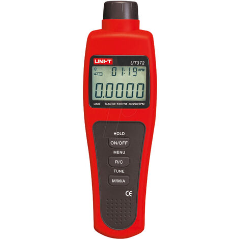 Tachymètre numérique portable - Jusqu'à 99999 RPM - Affichage LCD rétro-éclairé de 100000 comptes - Connexion PC via USB - Valeurs maximales, minimales et moyennes - Arrêt automatique