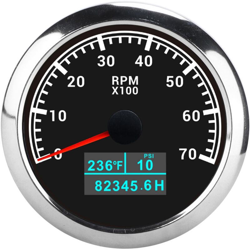 Start - Tachymètre rpm 3 en 1 Accessoire marin multifonctionnel pour bateaux automobiles 9-32 v cc Cadran noir