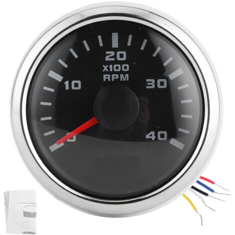 Tachym¨¨tre de voiture, jauge de tachym¨¨tre num¨rique 52mm 4K tr/min LCD compteur d'affichage horaire ¨tanche replacement pour voiture Yachts moto.