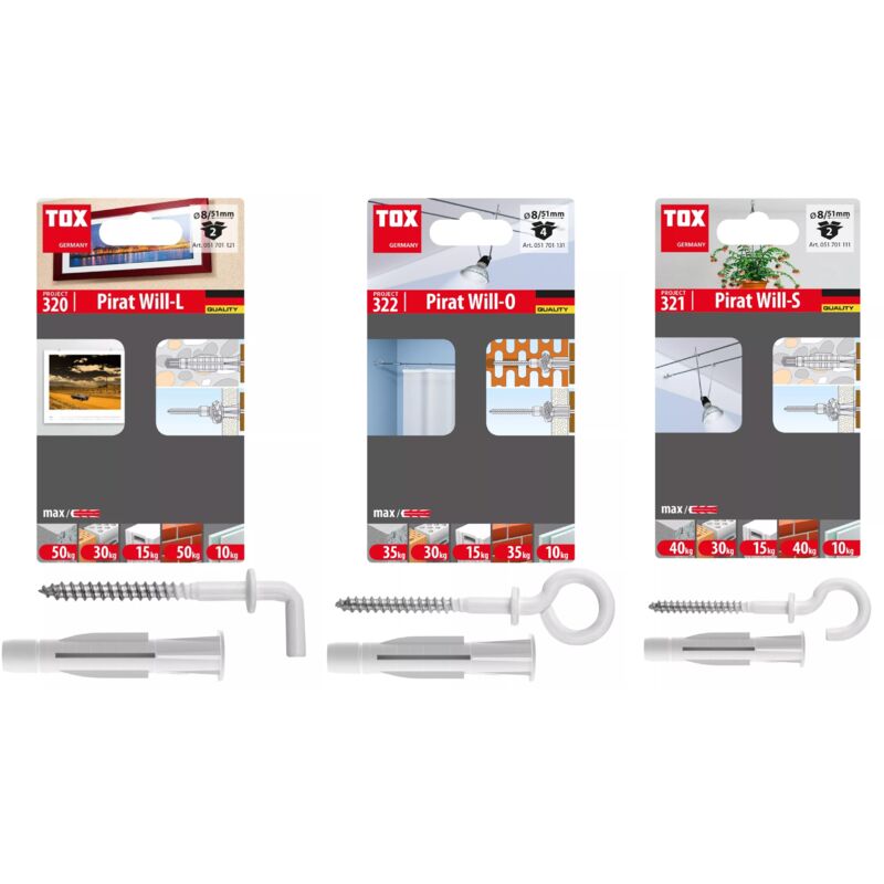 

TOX 051701111 - Blíster de 2 tacos TRIKA 8x51 mm + gancho H-D Forma 11