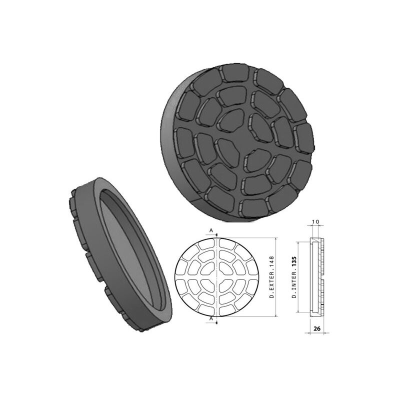 

Taco de goma compatible con elevadores ravaglioli y otros, 148mm diametro