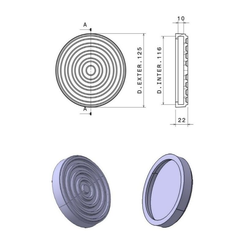 

Taco de goma para elevador corghi 124mm diametro