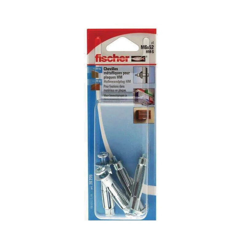 

Taco metálico de pared HM6x52 con tornillo 6x60, 4 piezas