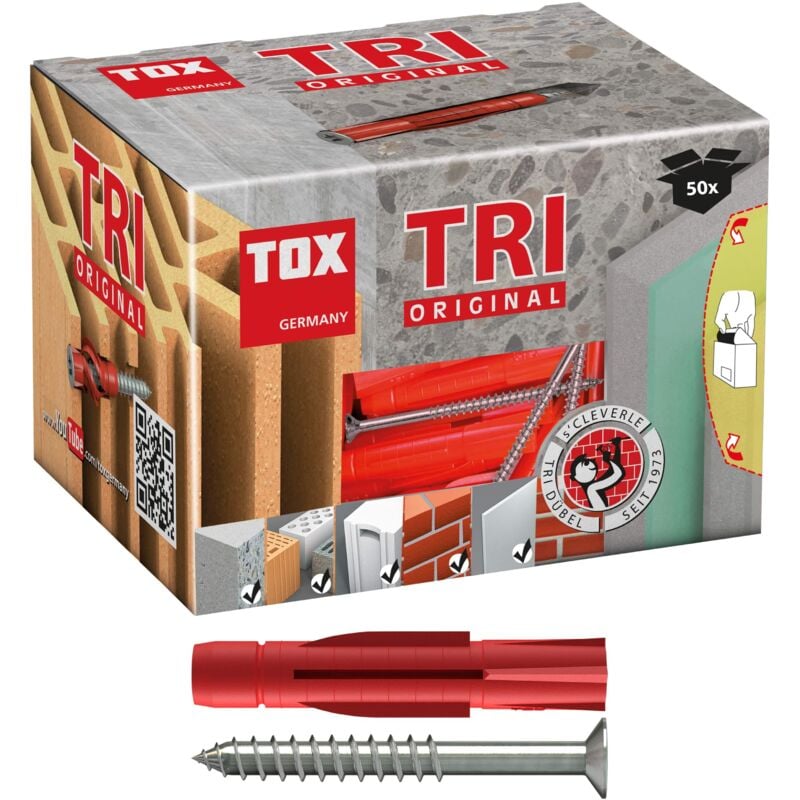 TOX - 010101231 - Caja de 50 tacos universales tri 6 x 36 mm + tornillo