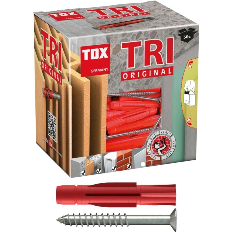 TOX - 010101241 - Caja de 50 tacos universales tri 6 x 51 mm + tornillo