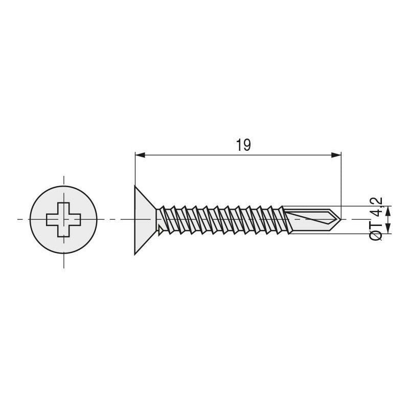 

Tornillo broca rosca chapa cabeza plana din 7504-p zincado larg.r/chapa 19mm ø rosca chapa 4.2mm - Mibricoplus