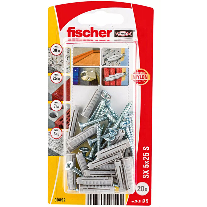 Blister spina+vite sx ø5x25mm sk nv 20 pz. 90892 Fischer