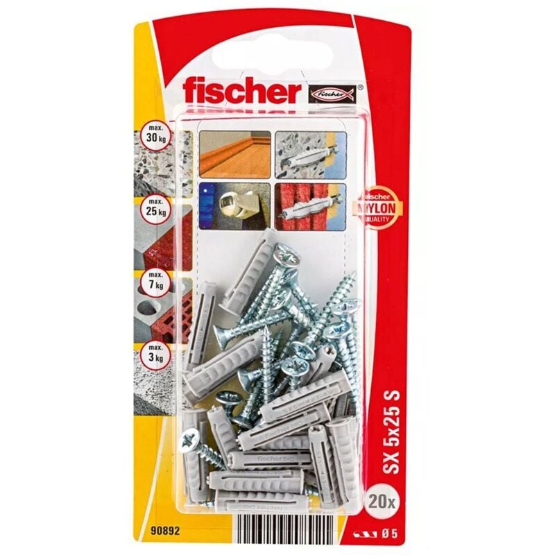 Blister spina+vite sx ø5x25mm sk nv 20 pz. 90892 Fischer
