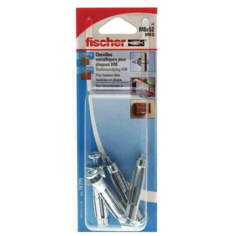 Taco metálico de pared HM6x52 con tornillo 6x60, 4 piezas