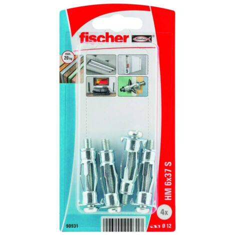 Taco metálico para cuerpos huecos HM 6x37 S con tornillo 6x45, 4 piezas