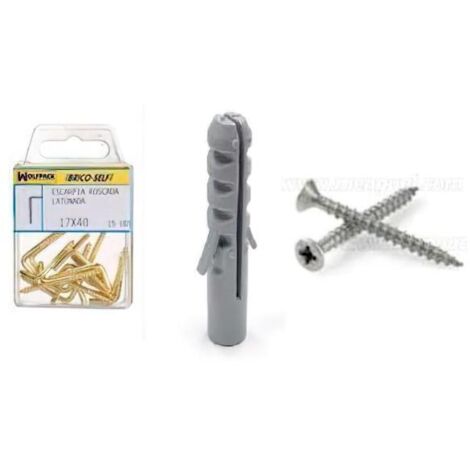 Taco Nº 5 Con Tornillos Cabeza Plana Zincada 3,5x30 mm.  12 unidades