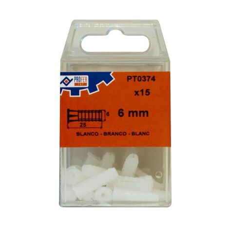 TACO PLASTICO BLANCO C/15 PZS - 6 MM