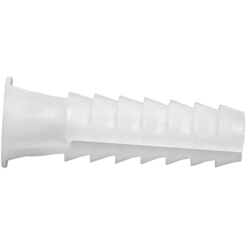 Cofan - taco plástico tipo blanco 10 mm caja 100 unid. , Taco de polietileno de baja densidad blanco estriado, en bolsitas de 100 unidades, ideal
