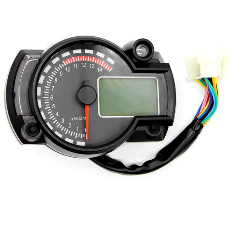 

Happyshop - Tacometro electronico LCD de motocicleta Medidor digital universal Velocimetro de motocicleta,Negro, sin sensor de velocidad