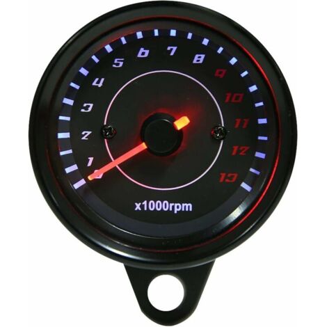 Tacómetro electrónico universal con retroiluminación LED de 12 V CC para motocicleta, color negro.