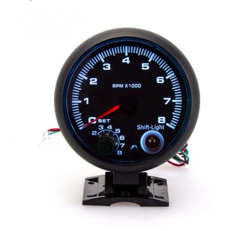 Tacómetro universal con retroiluminación LED de 12 V y luz de cambio azul para vehículos de gasolina, 0-8000 RPM
