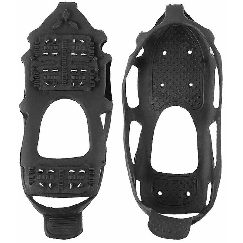 

Happyshopping - Tacos de traccion con 24 clavos antideslizantes Zapatos de nieve Zapatos antideslizantes Crampones de escalada de 24 dientes para
