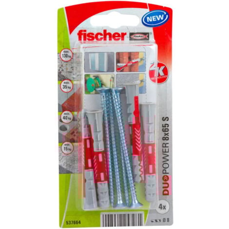 Tacos DUOPOWER 8x65 con tornillos 5x80, 4 piezas