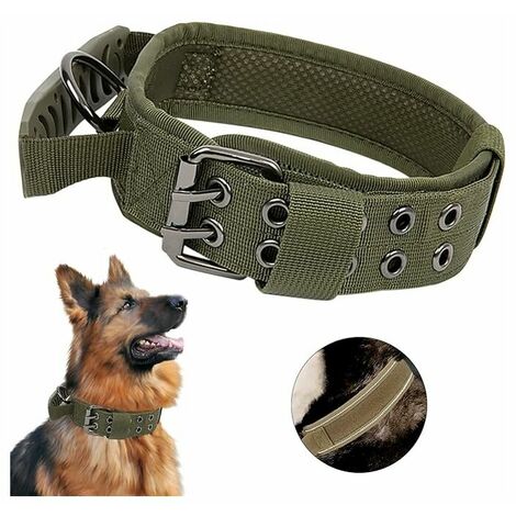 Tactical Dog Collar with Control Handle, Military K9 Adjustable Padded Dog Collar for Medium Dogs Training（XL）