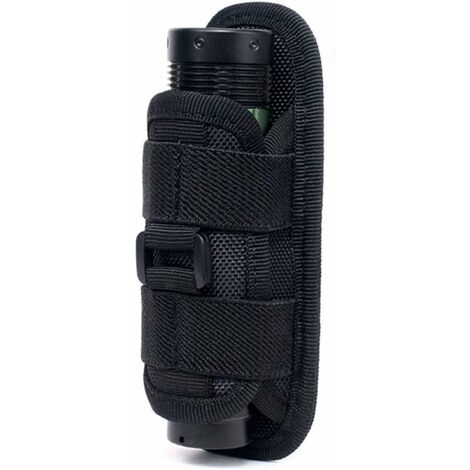 Tactical Flashlight Pouch Holster, Rotatable Flashlight Holder Belt Clip Tactical Torch Carry Case with 360 Degree Carabiner Reel Clip