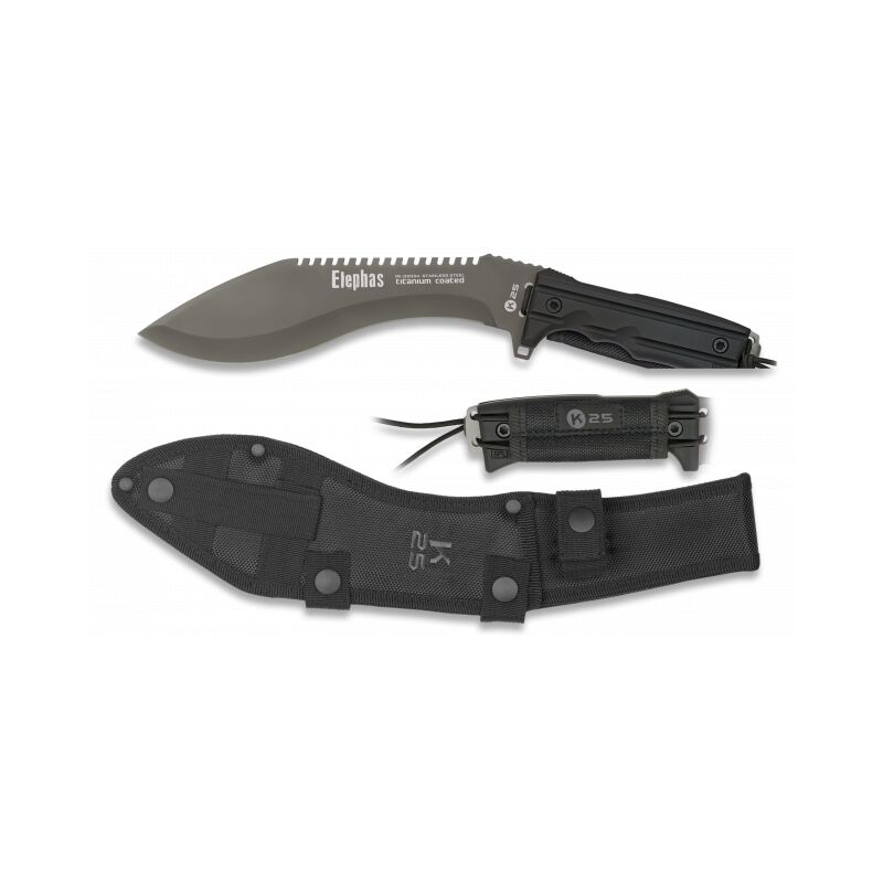 Tactical Machete Rui Elephas Black, 23 Cm Sheet, Total 36.2 Cm, avec étui en nylon, 32024