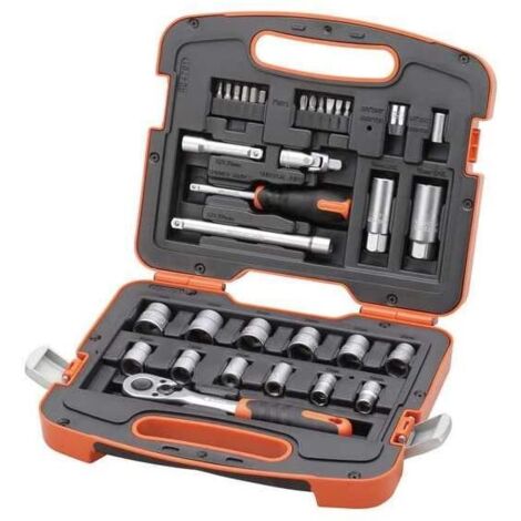 TACTIX - 33 PEZZI - CASSETTA CON SET BUSSOLE DA 1/4' E 3/8'