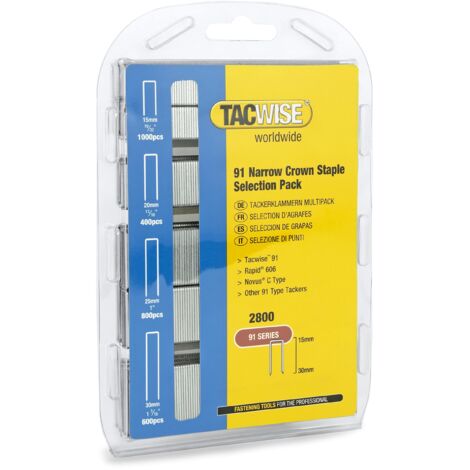 Tacwise 0204 Punti a Corona Stretta Galvanizzati Tipo 91 da 15 mm a 30mm, Confezione da 2800