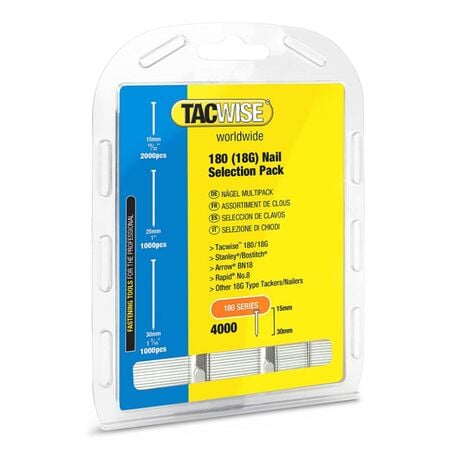 Tacwise 0205 18G 15-30mm Brad Nails Galvanised 4000 Mixed Pack - Duo 35 181 191