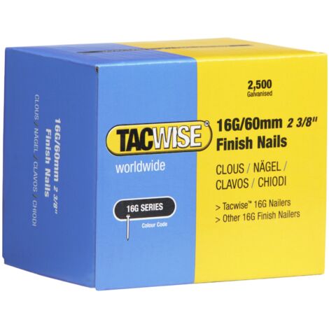 Tacwise 0300 Chiodi di Finitura Galvanizzati Tipo 16G / 60 mm, Confezione da 2500