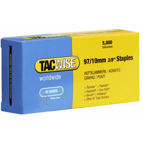 Tacwise 0302 97 Narrow Crown Staple, graffette a Corona Stretta offrono Prestazioni e versatilità eccezionali e Sono Perfetti per Usi su Mobile e arredamenti etc