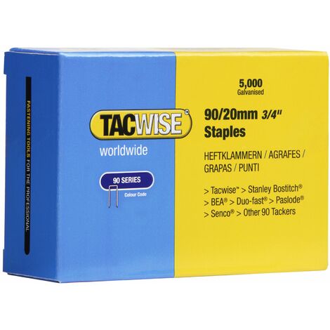 Tacwise 0307 Tcwise 90 Punti Sottili da 20mm Ideale per Applicazioni Semi Professionali per Fissaggio Legno, Argento, 20 mm