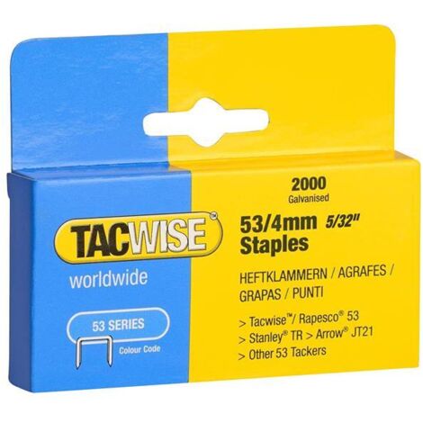 Tacwise 0333 Type 53 Series 4mm Light Duty Staples 2000 Pack - Type JT21 A