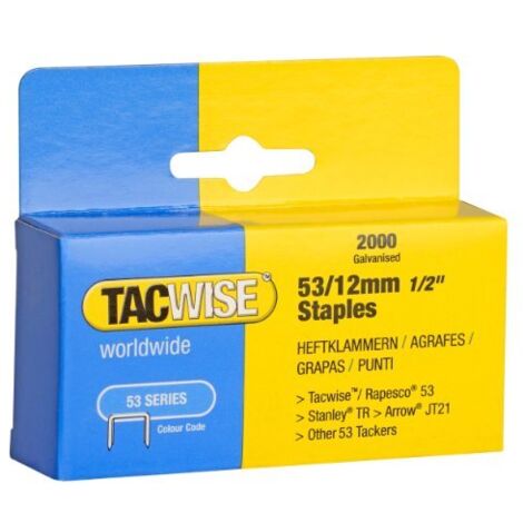 Tacwise 0337 Punti Galvanizzati, Tipo 53/12 mm, Confezione da 2000