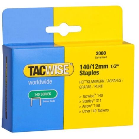 Tacwise 0348 Punti Galvanizzati Professionali, Tipo 140/12mm, Confezione da 2000